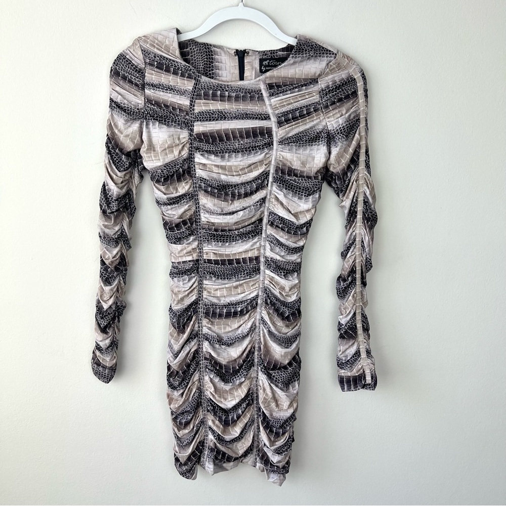 NWT Torn by Ronny Kobo Mila Ruched Croc Mini Dress
